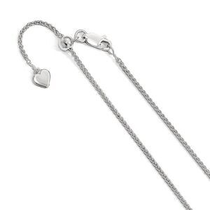 1.45mm Rhodium Plated Sterling Silver Adj. Hollow Spiga Chain, 22 in